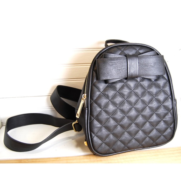 Betsey Johnson Mini Backpack purse Quilted‎ Vegan Leather NWOT Bow Heart charm